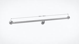 BT8 - 32mm Straight Grab Rail with Underslung Support - Concealed Flange