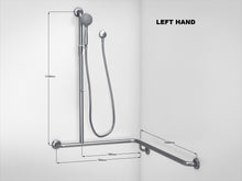 Load image into Gallery viewer, SK34 - 1.5 Meter Chrome Shower Kit with Corner Grab Rail with Handle