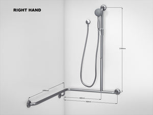 SK34 - 2.0 Meter Chrome Shower Kit with Corner Grab Rail with Handle