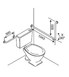 Toilet Assisted Back Wall Fix with 90 Degrees Bend - Concealed Flang diagram