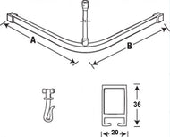 STH1 - Heavy Duty L-Shaped Shower Curtain Track - Made to Measure - Click for More Information