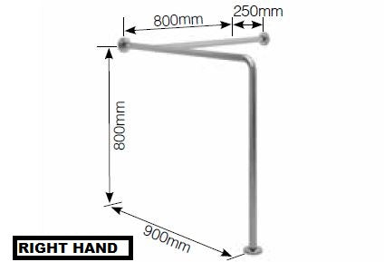 BT10 - Toilet Grab Rail with Back Wall Support - Concealed Flanges