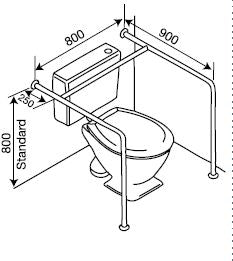 BT15 - Toilet Grab Rail - Concealed Flanges