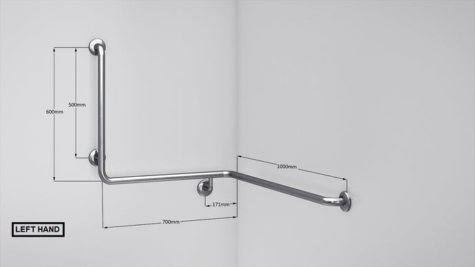 BT22 - Corner Mounted Bath Assisted Grab Rail - Concealed Flanges