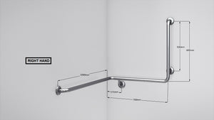 BT22 - Corner Mounted Bath Assisted Grab Rail - Concealed Flanges