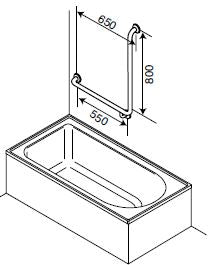 BT28 - L-Shaped Shower Grab Rail - Left Hand