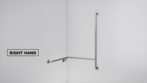 BT30 - Corner Shower Grab Rail with Vertical Bar - Concealed Flange