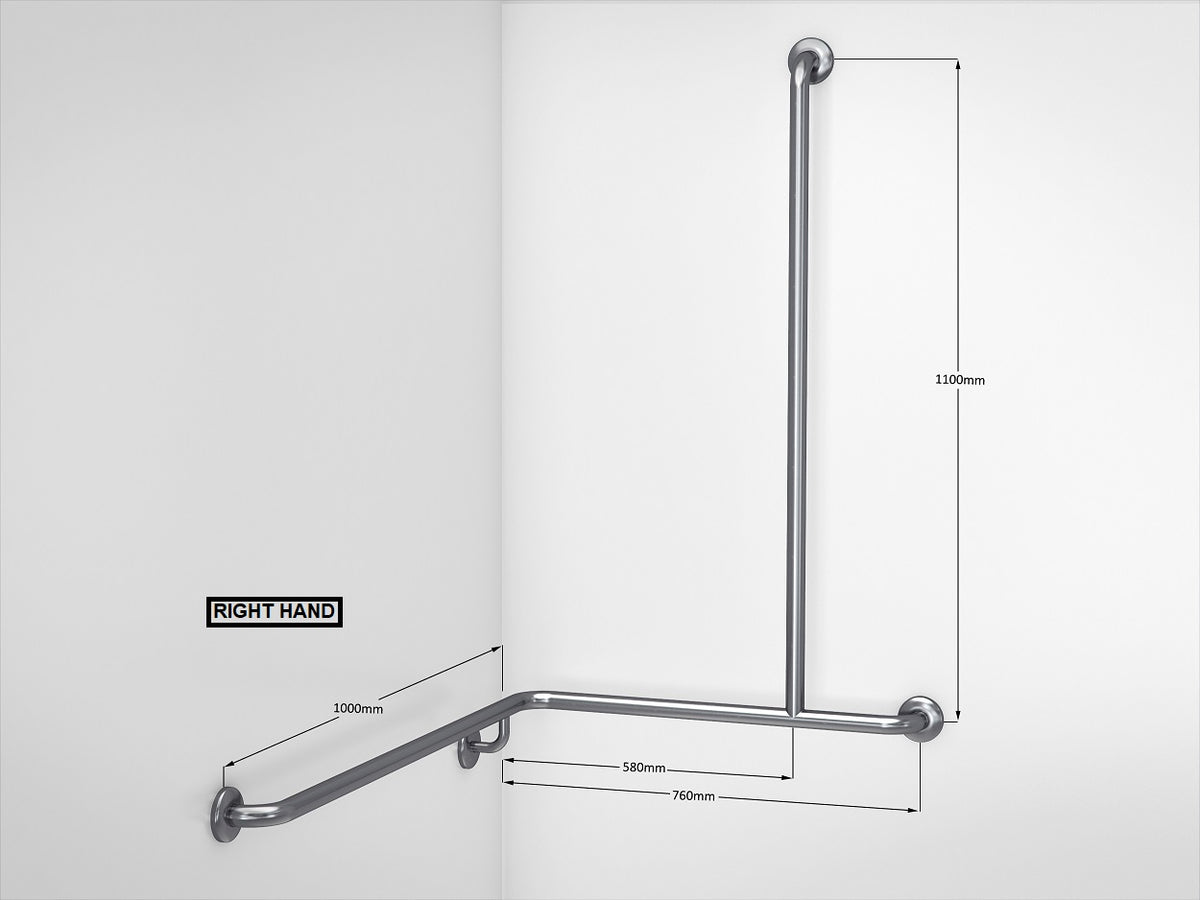Large Shower Corner Grab Rail - Right Hand – Bendtech