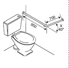 BT4/40 - Toilet Assisted Back Wall Fix with 40 Degree Bend - Exposed Flanges