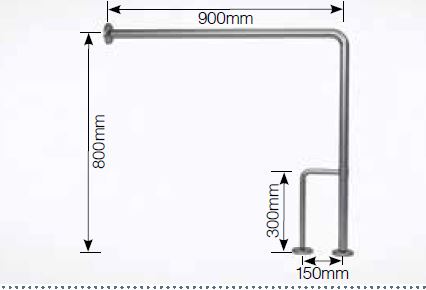 BT9RL - Toilet Grab Rail with Rotating Adjustable Leg