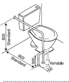 BT9RL - Toilet Grab Rail with Rotating Adjustable Leg