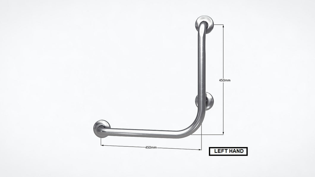 BAM46 - Ambulant Disability Rail 90 Degree Bend with T-Leg - CleanSeal™ Flanges