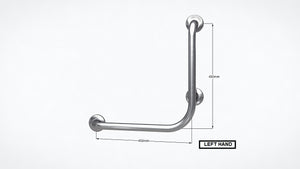 BAM46 - Ambulant Disability Rail 90 Degree Bend with T-Leg - Exposed Flanges