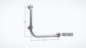 BAM46 - Ambulant Disability Rail 90 Degree Bend with T-Leg - Exposed Flanges