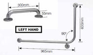 Combination Toilet Assisted Grab Rail with 90 Degrees Bend Diagram