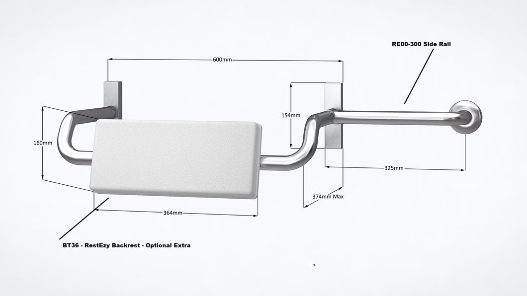 RE00/300 - Pan Side Straight Grab Rail Attachment