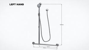 SK29 - 2.0 Meter Chrome Shower Kit with Offset T-Grab Rail with Handle