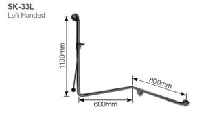 SK33 - 1.5 Meter Chrome Shower Kit with Corner Grab Rail with Handle