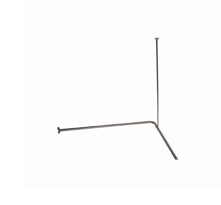 SR120 - L-Shaped 1200 x 1200 Satin Stainless Steel Shower Curtain Rail including Ceiling Support