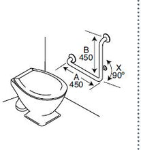 Load image into Gallery viewer, BAM46 - Ambulant Disability Rail 90 Degree Bend with T-Leg - CleanSeal™ Flanges