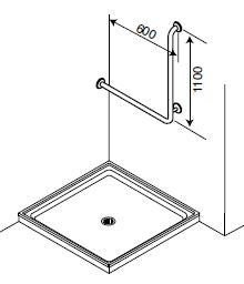 BT26 - Back-Wall Fixed Shower Grab Rail - Left Hand