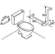Combination Toilet Assisted Grab Rail with 90 Degrees Bend Diagram