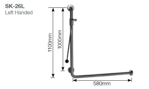 SK26 - 1.5 Meter Chrome Shower Kit with Configured Grab Rail with Handle