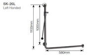 SK26 - 1.5 Meter Chrome Shower Kit with Configured Grab Rail with Handle