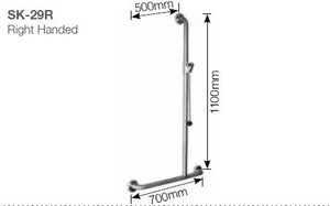 SK29 - 2.0 Meter Chrome Shower Kit with Offset T-Grab Rail with Handle