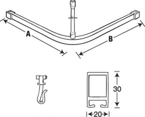 ST160 - Standard L-Shaped Shower Curtain Track Kit - 1600 x 1600