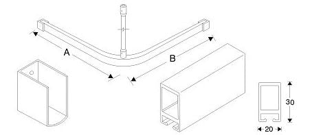 ST1 - Standard L-Shaped Shower Curtain Track - Made to Measure - Click for More Information